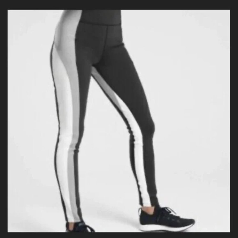 Athleta Crest Colorblock Leggings XL | NWT Black Gray White